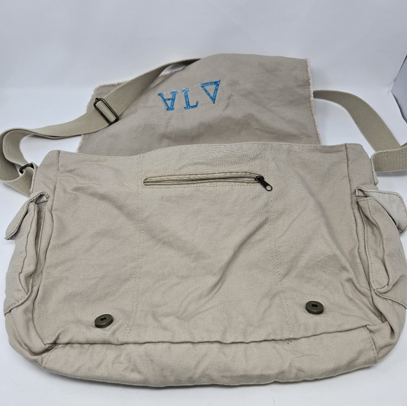 ALPHA GAMMA DELTA AGD SORORITY BEIGE KHAKI MESSENGER BAG BOOK TOTE WOMEN COTTON - Picture 16 of 16